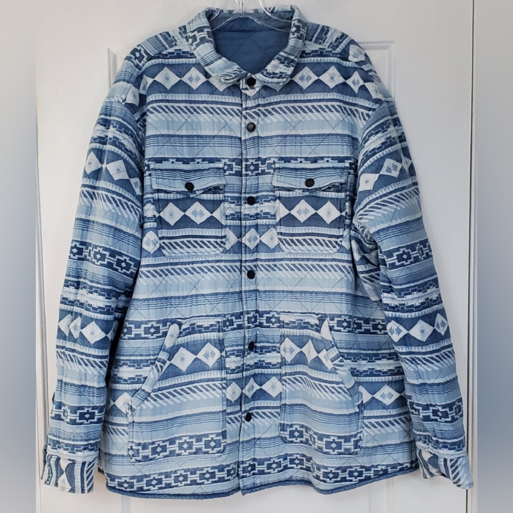 Rowm Into The Blue Collection Reversible Shacket Shirt Jacket - Size XXL - NWT